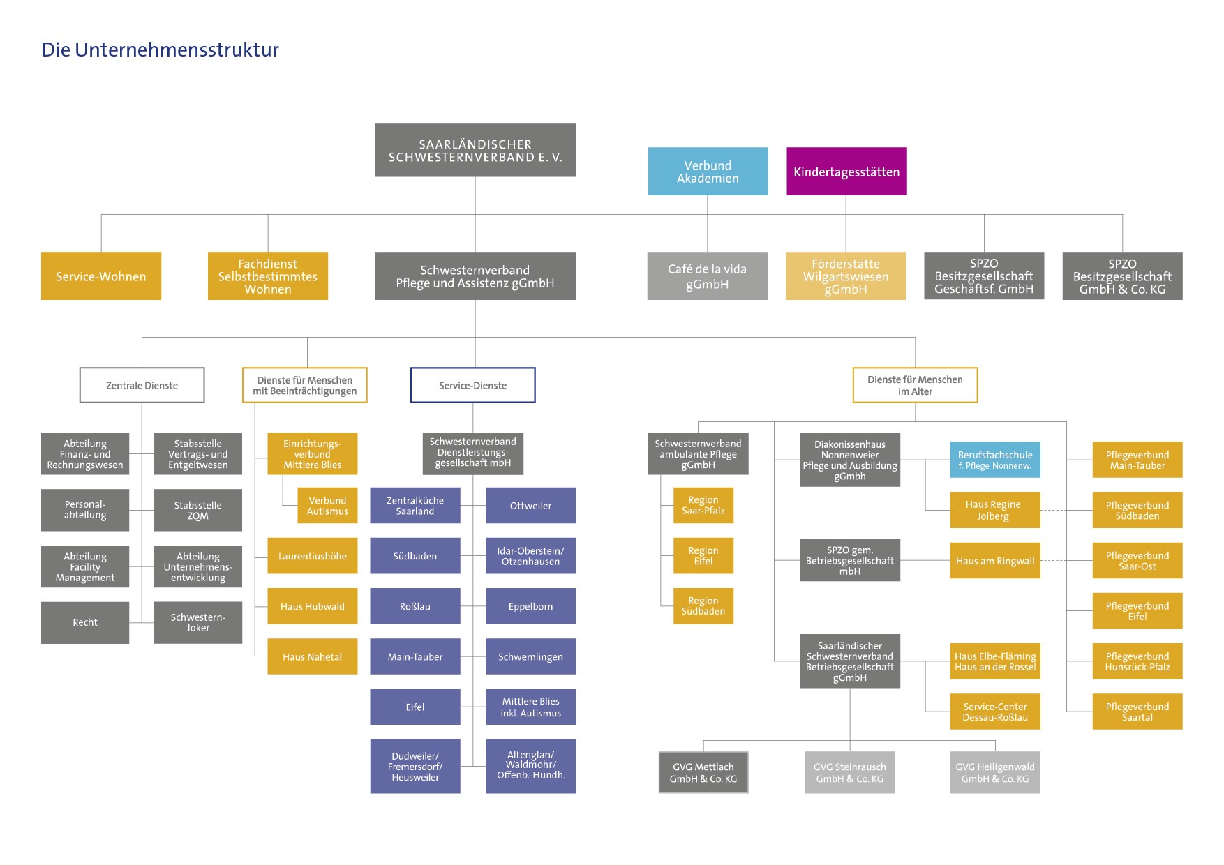 Bild zeigt das Organigramm des Schwesternverbandes